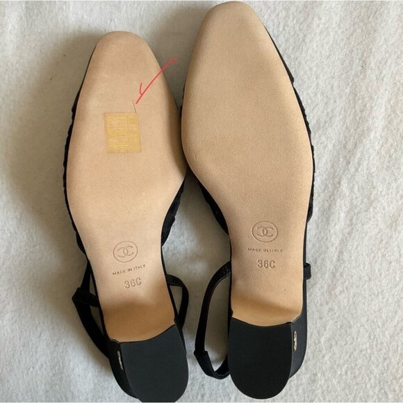 Authentic New CHANEL Interlocking LACE black Slingback Pumps heels SZ36 US5.5 - Picture 6 of 8